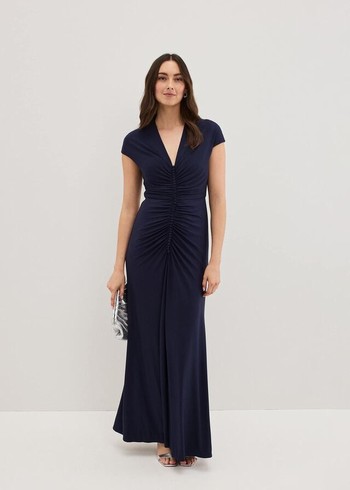 Phase Eight Daisy Ruched Dress Navy USA | 6087195-NO